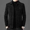 Unisex woolen coat men's winter middle-aged and elderly dad lapel wool jacket woolen coat thickened top