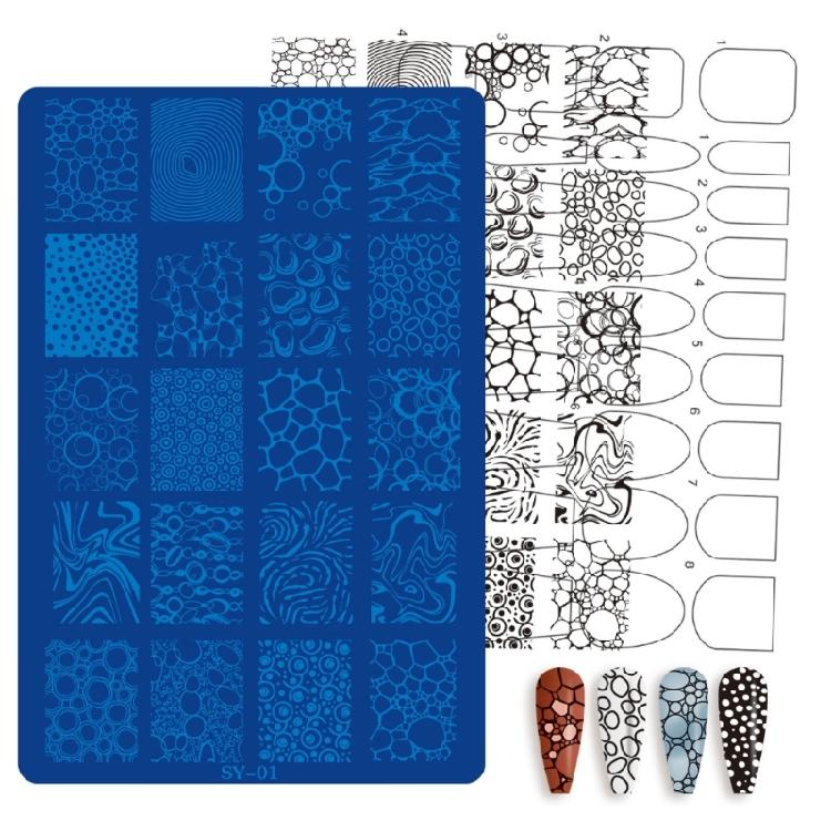 Home Manicure Nail Stamping Plate with Etched Metal Nail Art Templates, Reusable Nail Art Tool for Precise Pattern Transfer