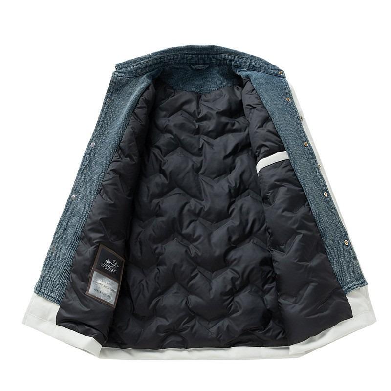 % White Duck Down Fake Two-piece Down Jacket Men's Winter New Loose Lapel Casual Jacket Men's