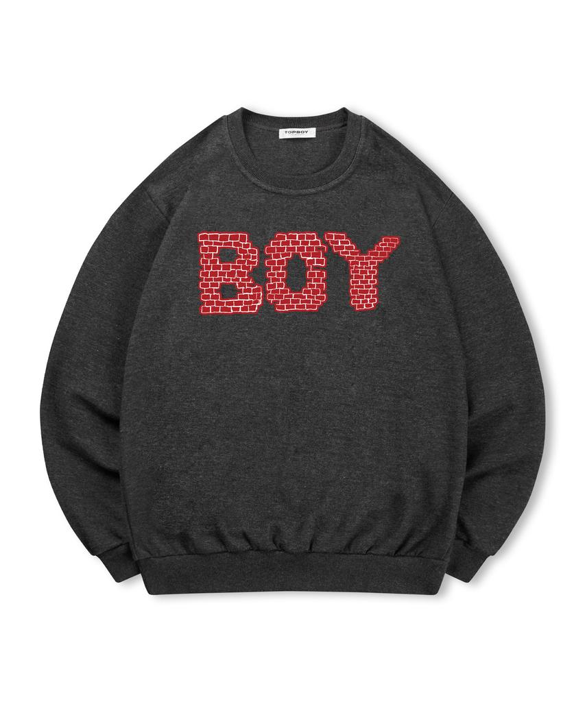 TOPBOY [Non-Fleece Or Fleece] Brick Boy Printed Sweatshirt (C Type)