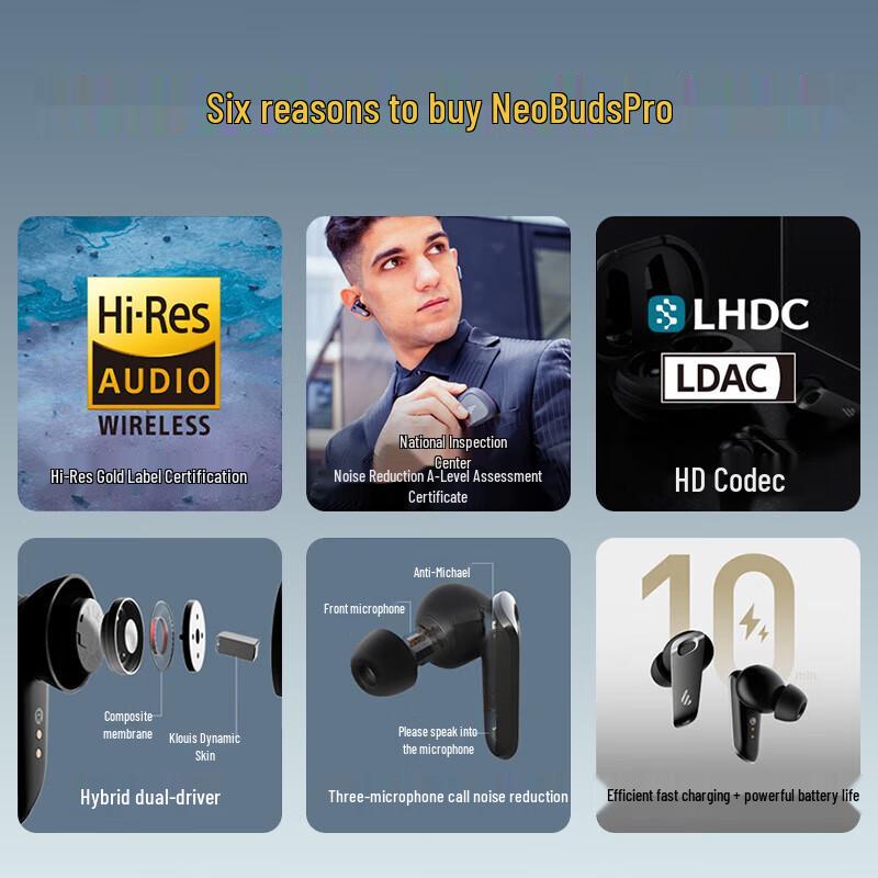 Edifier NeoBuds Pro Hi-Res True Wireless Noise Cancelling Earbuds