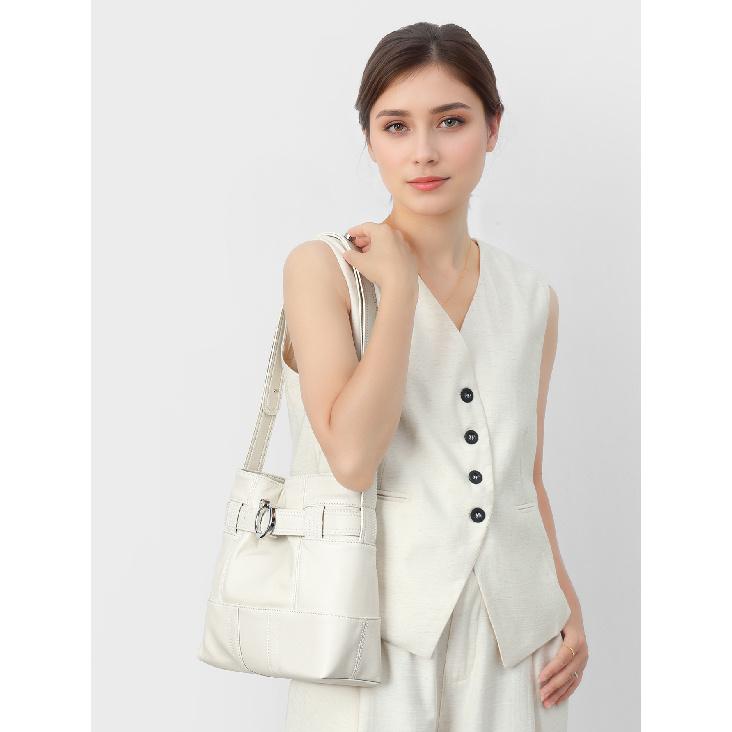Bag Korean Niche New Design Single Shoulder Underarm Bag Genuine Leather Crossbody Bag Women's Bucket Bag