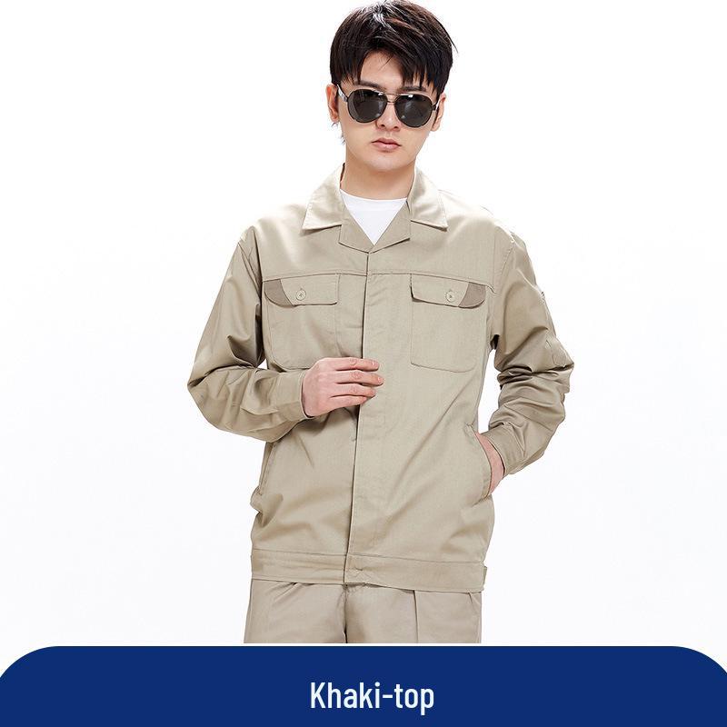 Men's Pure Cotton Embroidered Workwear Set - Long Sleeve, Wear-Resistant, Ideal for Welding & Auto Repair.