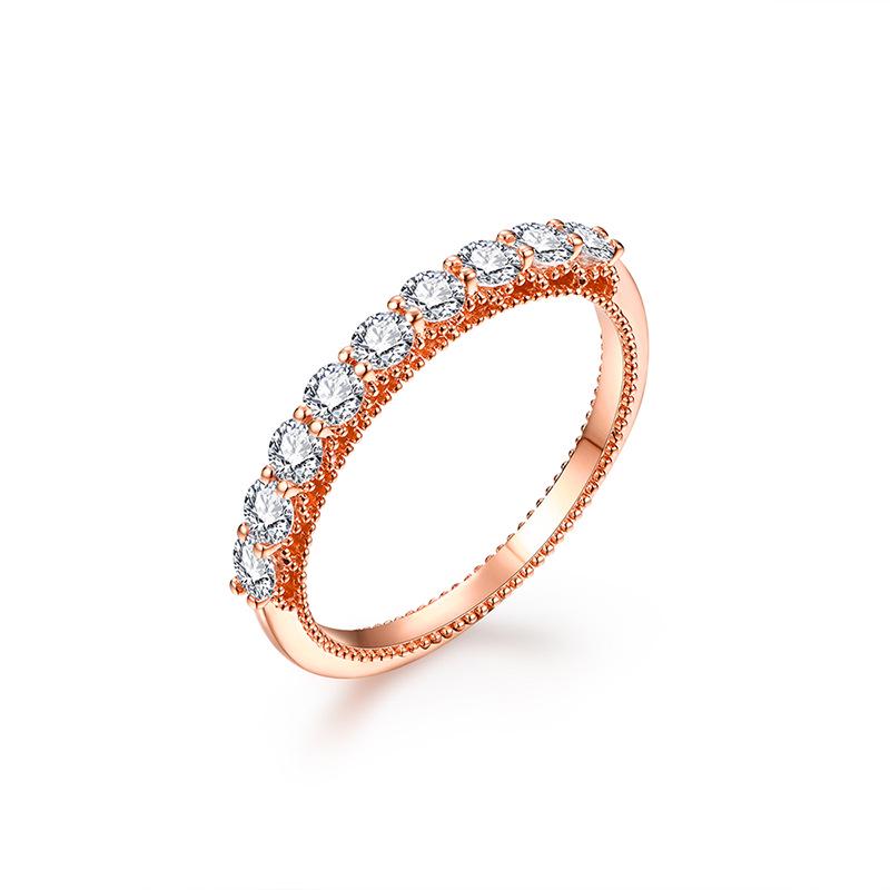 18K Gold Plated S925 Sterling Silver Moissanite Thin Band Ring for Women – White, Rose, and Yellow Gold Options