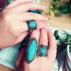 Exaggerated European and American Retro Turquoise Diamond Ring