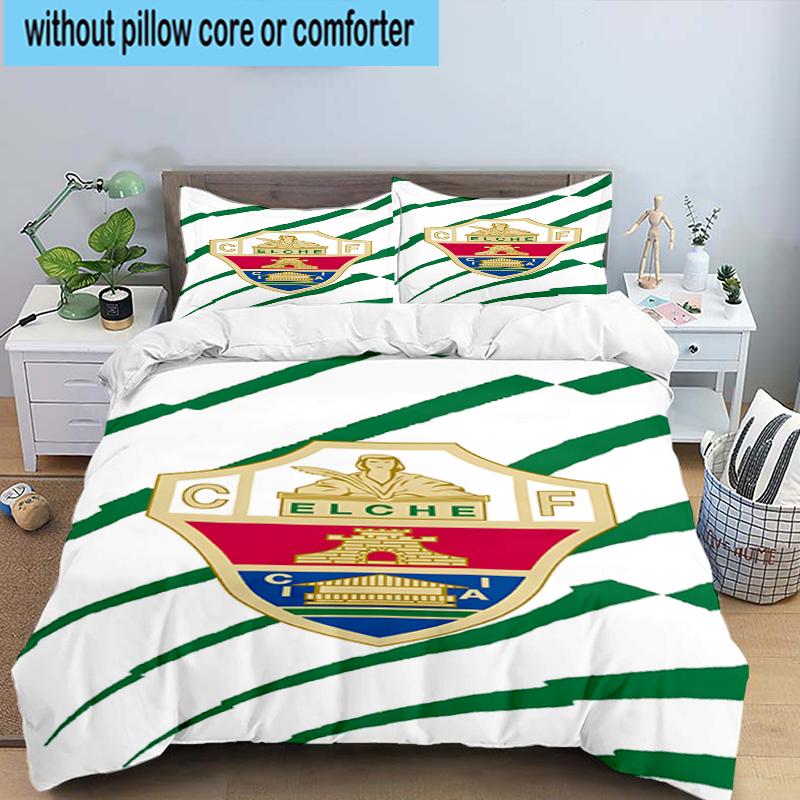 3PCS Football Elche Crest Design Bedding Set,Including 1pc Duvet Cover And 2pcs Pillowcases Perfect for Bedroom, Dormitory, Fan Christmas gift