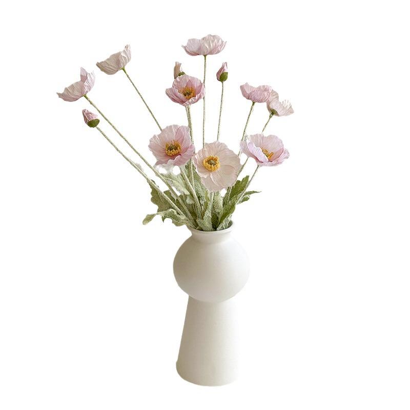 Pink Iceland Poppy Artificial Flower Arrangement for Living Room Decoration