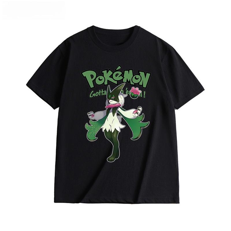 MINISO Pokemon Couple Short Sleeve Cartoon Psyduck  Number T-Shirt Cute Men Women Couples Y2k Children Outdoor Sports T-Shirts