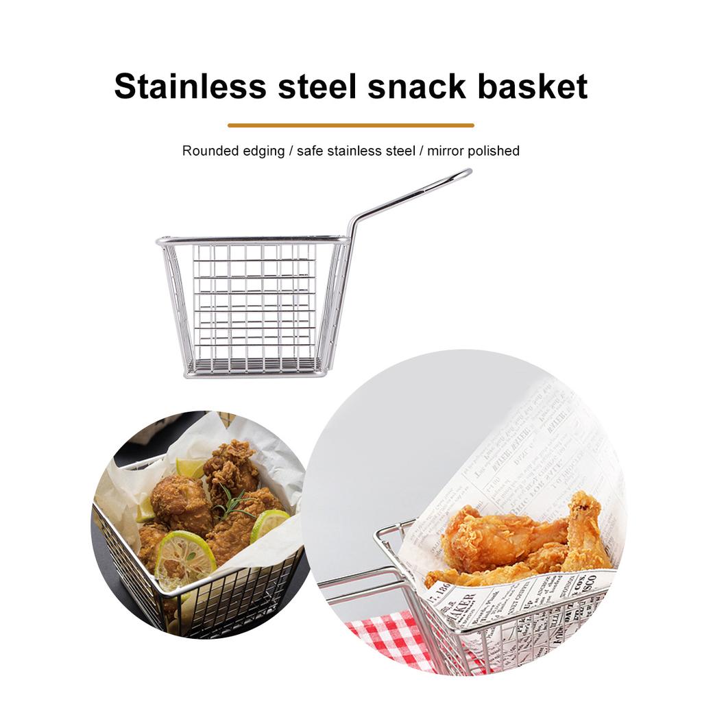 Stainless Steel Snack Basket Shrimp Fry Kitchen Baskets Pasta Boil Deep Frying Food Mesh Colander Reusable Practical Long Handle