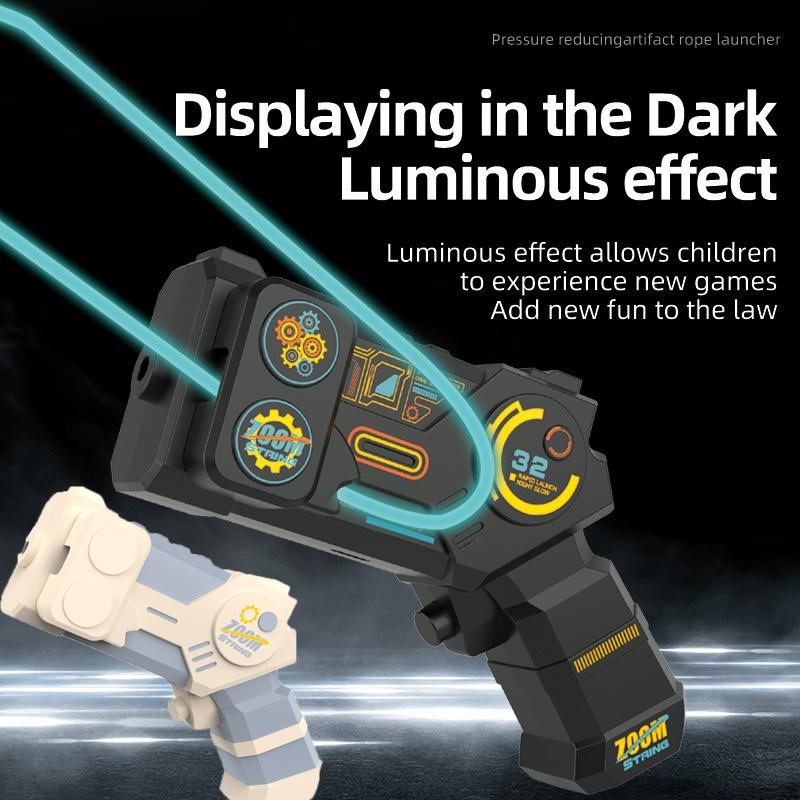 Leuchtende Schnur Seil Leuchtet im Dunkeln Schnur Seil Werfer Leuchtend Tragbar Handheld Schnur Spielzeugpistole Stressabbau Spielzeug Kinder Party Geschenk