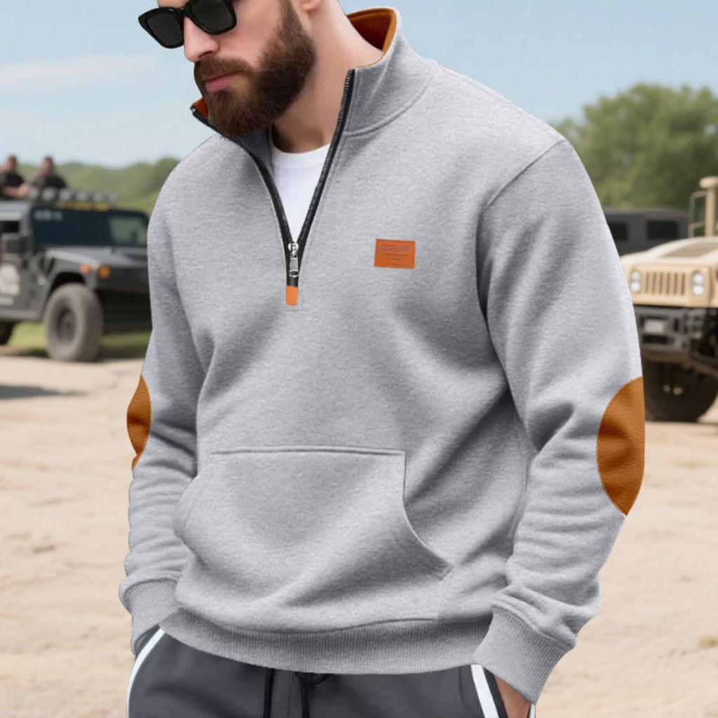 Men's Loose Casual Retro Patch Patchwork Hoodie