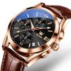 OLEVS Men's Waterproof Wristwatch, Simple and Stylish Business Watch with Brown Leather Strap, Analog Display, Date Display, Quartz Movement, Perfect