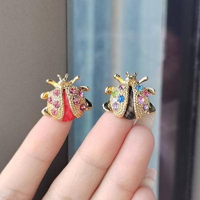 Fashion Personality Beetle Corsage Alloy Rhinestone Colorful Little Ladybug Brooch Clothing Accessories Women