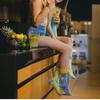 New Creative Couple AB Asymmetric Trendy Socks Fashionable Personalized Trendy Cartoon Jacquard Long Tube Cotton Socks