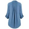 Women Ladies Large Size Button Lace V Neck Long Sleeve Shirt Blous