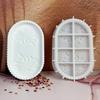 Oval Shape Storage Tray Silicone Mold with Flower Pattern Handmade Concrete Tray Casting Mould For Desktop  Shelf Decors