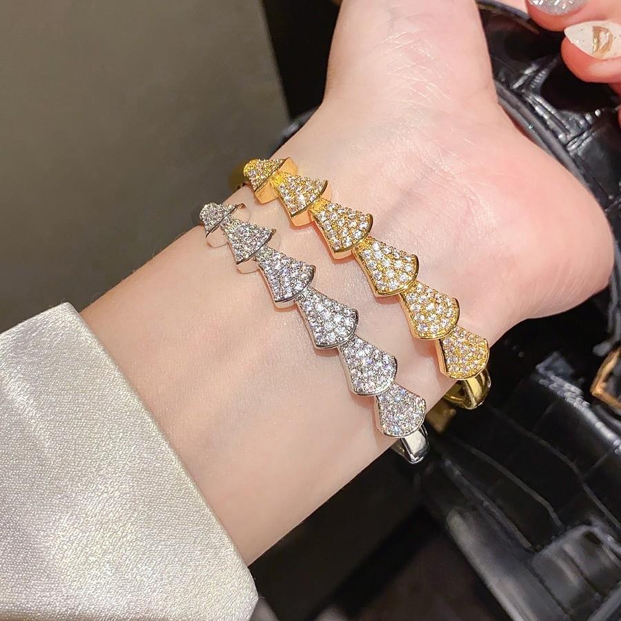 Geometric Cuff Bracelet With Cubic Zirconia For Fashion Casuals