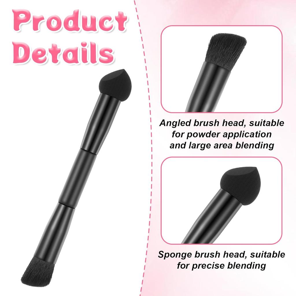 2 Pcs Dual Ended Hairline Brushes, Hairline Concealer Brush Set with Sponge Tip and Soft Bristles for Covering Hair Root Travel Makeup Brush Set for