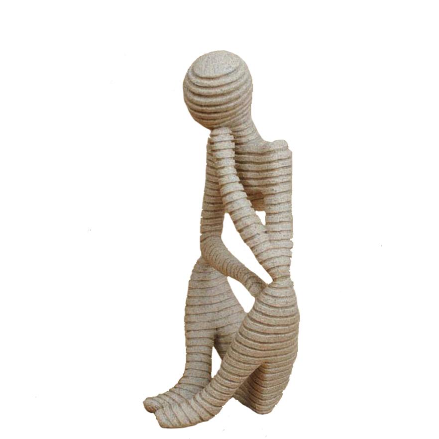 24cm Abstract Art Thinker Statue Thinking of You Figurine Natural Sandstone Crfats Sculpture Modern Home Office Desk Decor