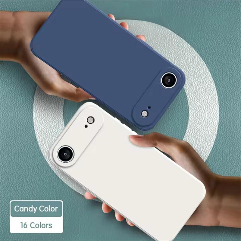 Soft Phone Case for iPhone 17 Air 16E 15 14 13 Mini 12 11 Pro Max Plus 6/7/8 X XR SE Funda Square Liquid Silicone Camera Lens Protection Back Cover