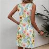 Robe d'été décontractée à fleurs pour femme, col rond, sans manches
