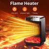 3D Flame Electric Fireplace Heater PTC Energy Saving Quick Heat with Timer for Home Office Silent Decorative