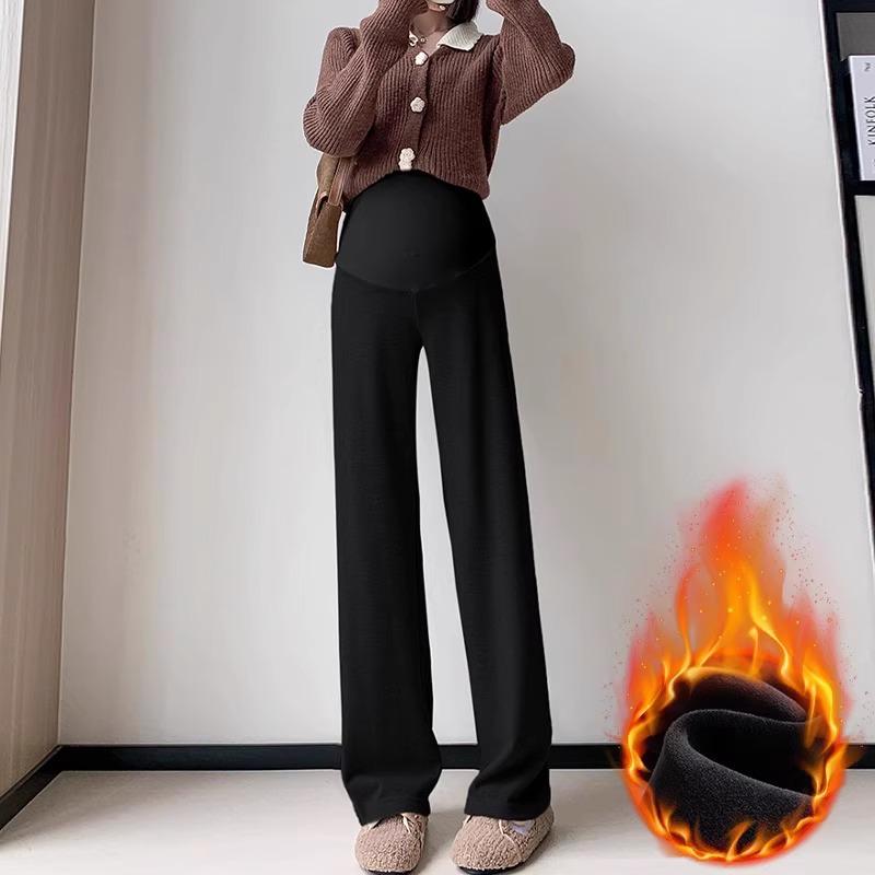 Maternity Fleece Wide-Leg Pants: Cozy, Loose-Fit for Spring, Autumn, Winter – Ideal Postpartum Wear