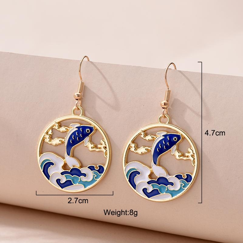 Trendy Cute Animal Drop Dangle Earrings For Women Girls Cat Rabbit Koi Dragon Colorful Enamel Golor Color Earrings Pendientes