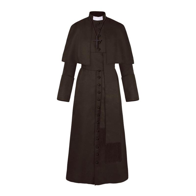 Costume da prete in tinta unita Costume da prete di Halloween Costume cosplay retrò medievale