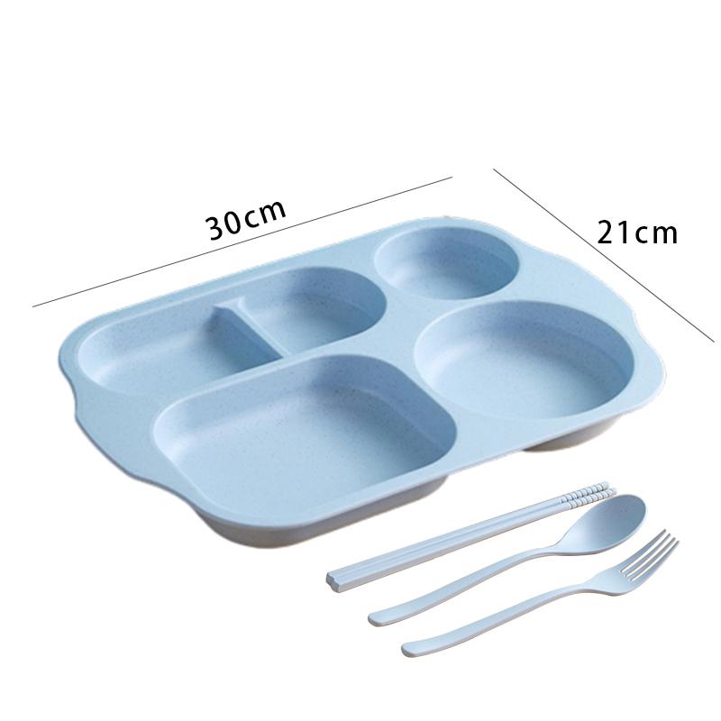 Wheat Straw Children Dividing Plate Household Solid Simple Plastic Students Dining Tableware Fashion Nordic New 12 Inch Dish