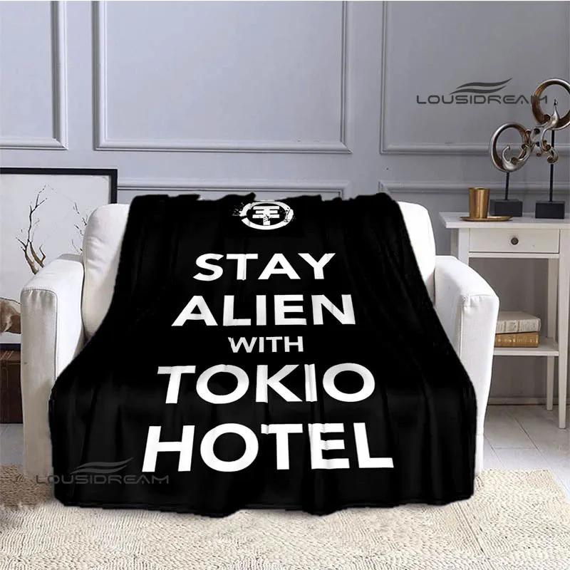 Coperta stampata retrò della band Tokio Hotel, coperta calda in flanella morbida e confortevole, biancheria da letto per casa, viaggio, regalo di compleanno