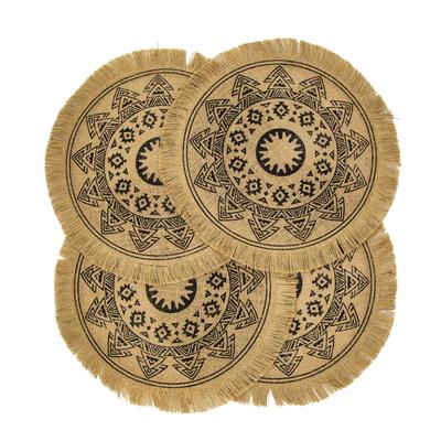 Boho Round Placemats Set of 4, Dining, Brown, Modern Dinner, Braided Beige Table and Fall, Circle Runner, Kitchen Plate Mats