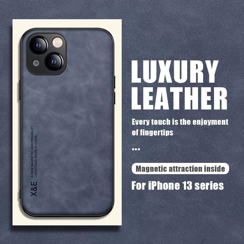 Magnetic Leather Case For iPhone 13 14 Pro Max 12 11 Pro XS Max X XR 8 7 Plus SE 2 2022 Luxury Sheepskin Matte Slim Back Cover