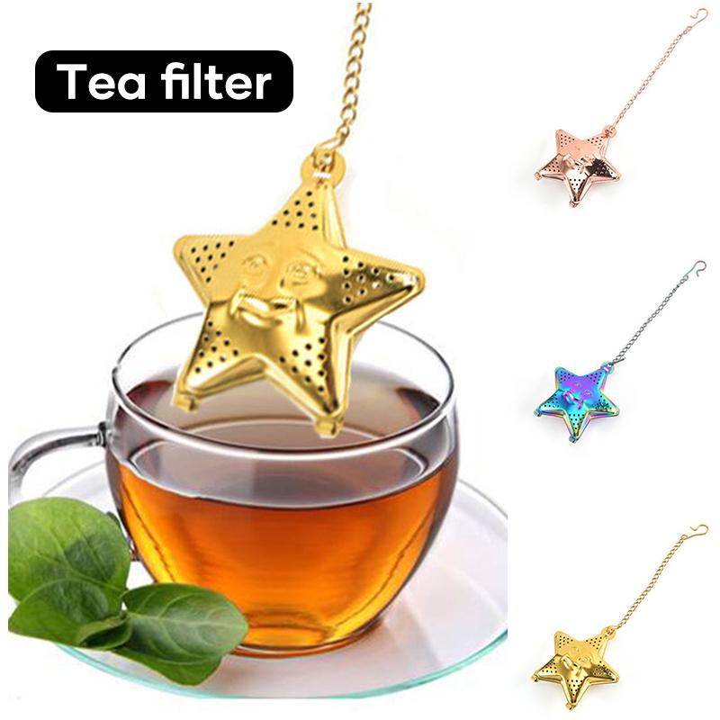 Star Shaped Tea Mesh Infuser,Stainless Steel Tea Infuser Teapot Tray Spice Tea Strainer Herbal Filter Teaware Accessories