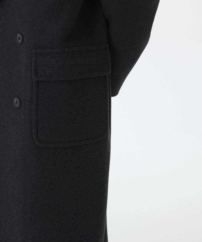 Musinsa Standard Wool Blend Daddy Shoulder Long Polo Coat [Charcoal Grey]