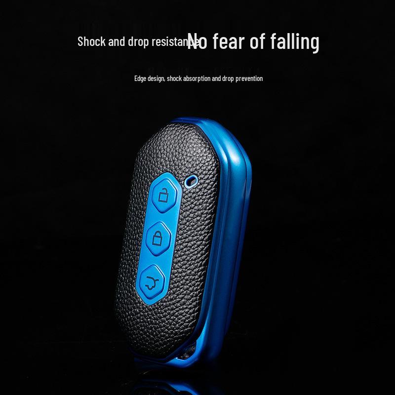 Wuling Capgemini Leather Remote Key Cover - Smart Protective Shell with Buckle for Men & Women