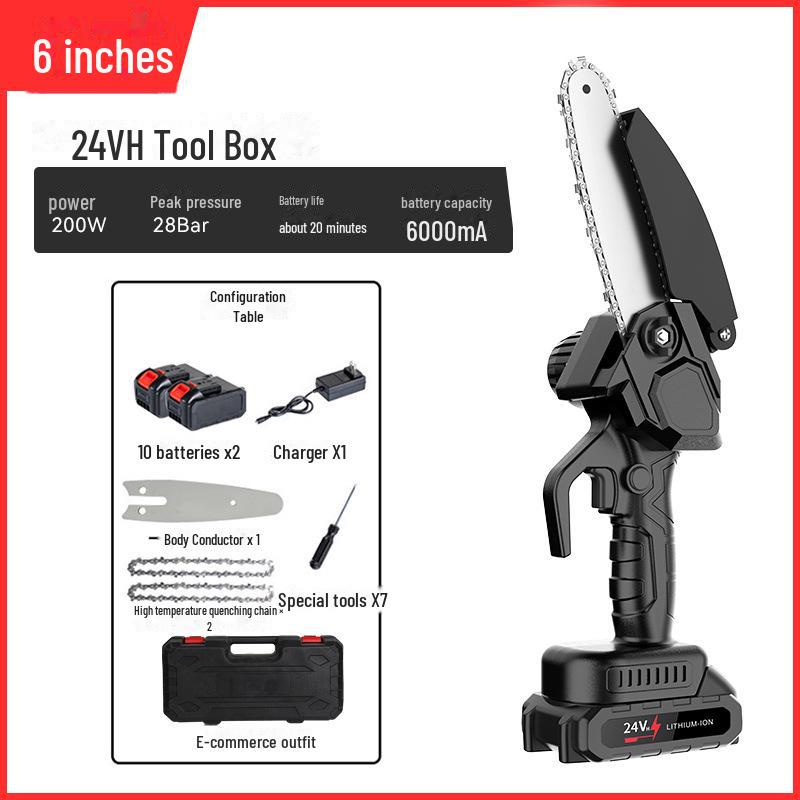 High-Power Rechargeable Handheld Electric Chainsaw for Tree Pruning and Logging