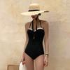 Korean fashion conservative small chest one-piece swimsuit women's slim suspenders steel tray gather sexy hot spring vacation swimsuit