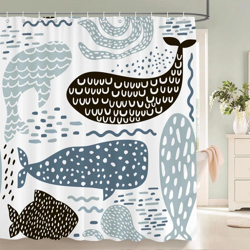 Cartoon Shower Curtain Animal Map Shower Curtains Baby Waterproof Polyester Fabric for Bathtub Bath Room Decor with Hooks