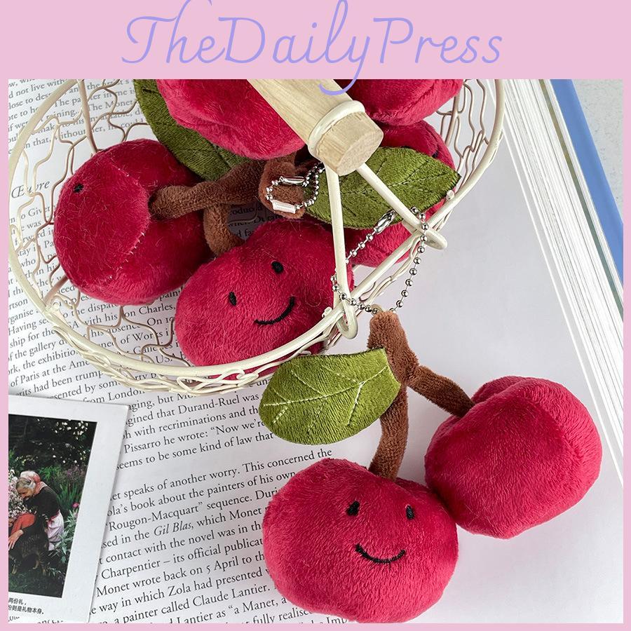 Plush Cherry Whimsical Keychain Soft Cotton Filling Perfect For Gifts Couples