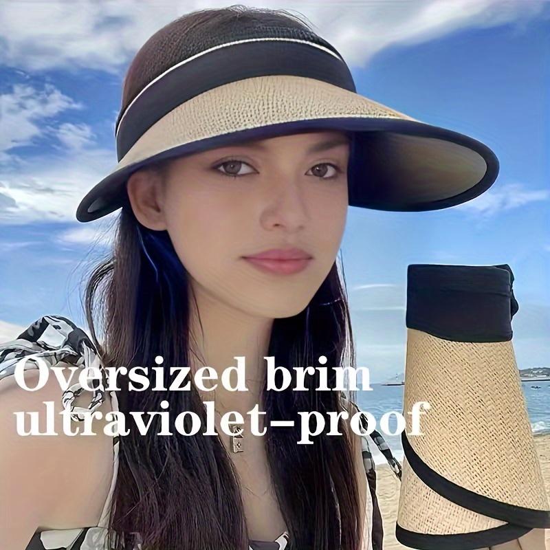 Foldable Sun Hat, UV Resistant, Solid Color, Wide Edge, Elastic Sun Hat, Outdoor Bicycle, Travel, Beach Hat for Women