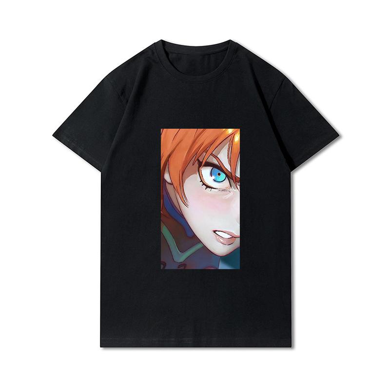 Pánská trička s potiskem Evangelion nadměrných velikostí Bavlněné topy Letní Anime Neformální Černá trička