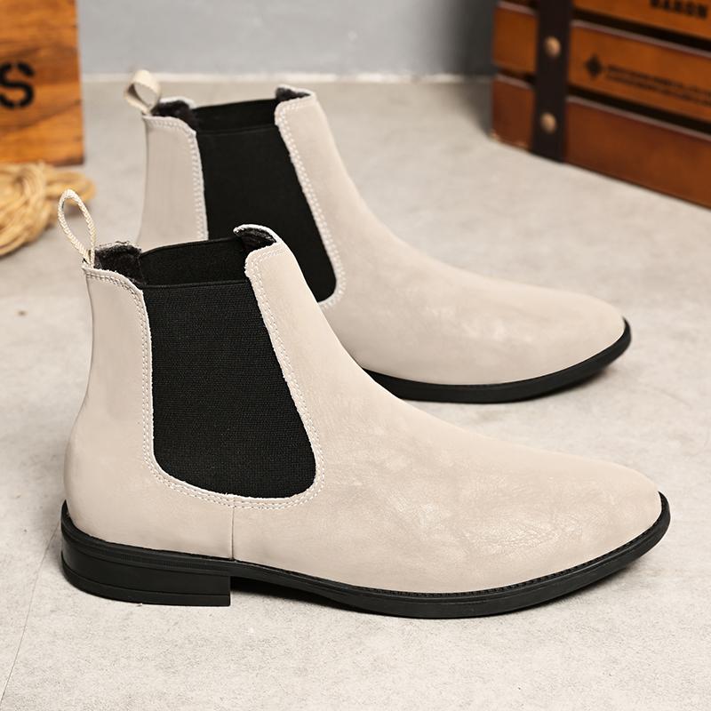 

Мужские ботинки челси, нескользящие, модные, деловые, мужские, осенне-зимние, ботильоны, натуральная кожа, мужские ботинки US5.5 (EU37) бежевый