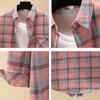 Women's Spring Autumn Large Size Long Sleeve Shirts Female Vintage Loose Plaid Coats Turn Down Collar Button Tops Blouses