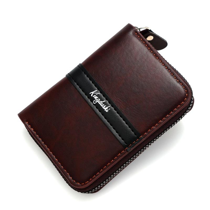 Men RFID Blocking Credit Card Holder Genuine Leather Wallet Zipper Card Case Accordion Card Organizer Coin Pocket Mini Wallet