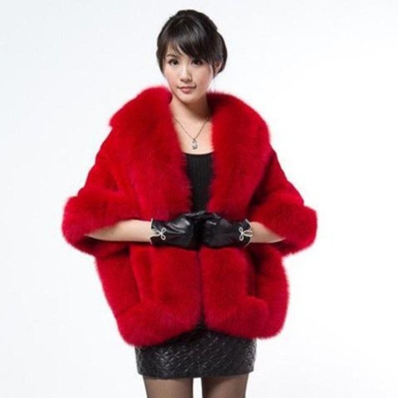 Imitation Mink Fox Fur Shawl Short Coat Women's Cheongsam Show Wedding Party Cape Warm Winter Wear
