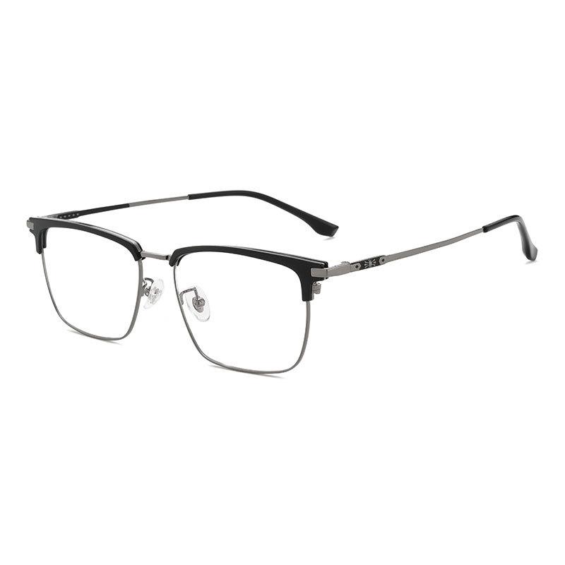 Men s Retro Eyewear: Half Titanium Metal Frame Browline Glasses 8661