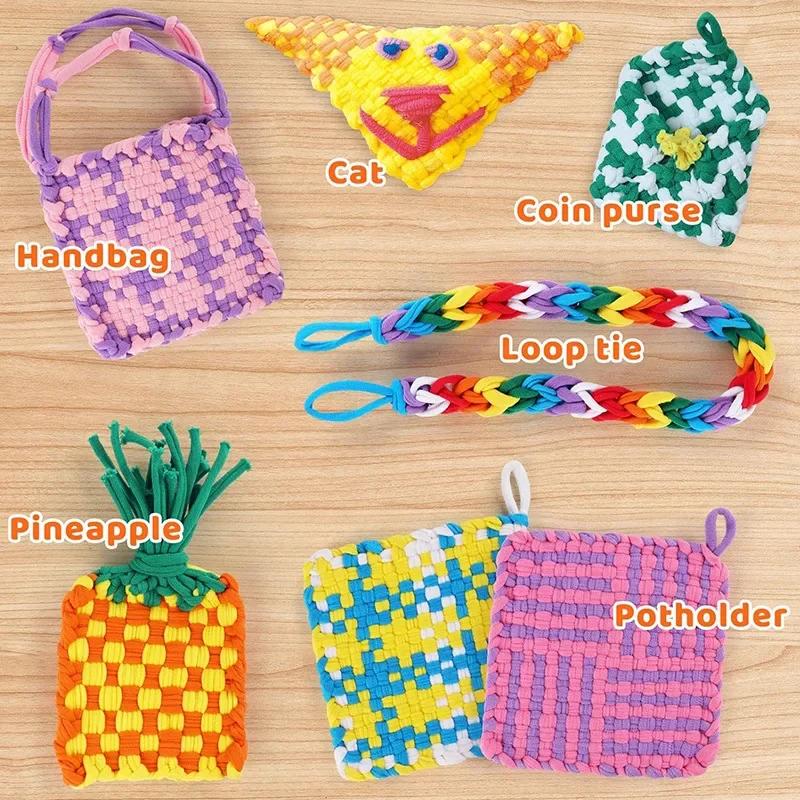Top Quality DIY Handmade Multicolored Elastic Rope Coil Weaving Set Crochet String Tool Arts & Crafts Kit for Kids Gift
