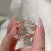 Flower Ring Female Small Fresh Slightly Inlaid Small Flower Double Layer Hollow Opening Wave Mori Student Ring
