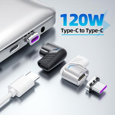 120 W-os USB C - C típusú mágneses adapter gyorstöltő USB C típusú mágneses átalakító mágneses kábel derékszögű USB-csatlakozó